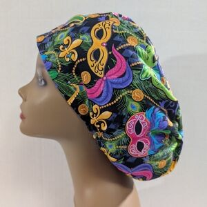 Mardi Gras, Euro Style Scrub Cap, Scrub Cap, Chemo Hat